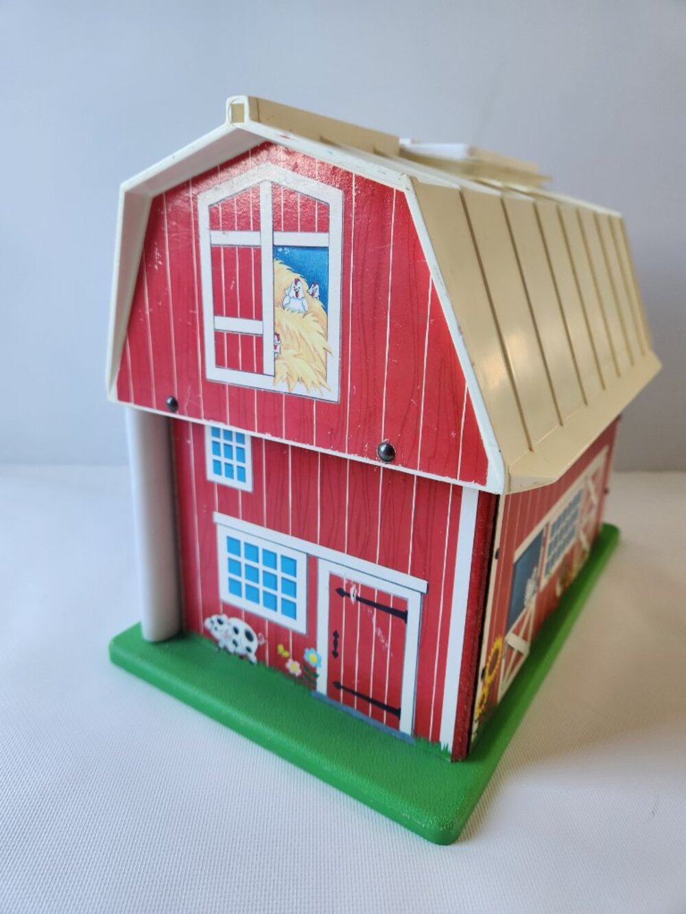 Fisher Price Vintage Farm Barn Playset Red White Folding Toy Barn Pretend Play - Picture 6 of 9